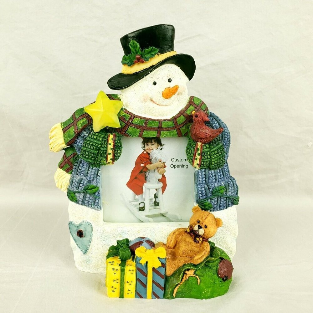Light up Snowman Picture Frame Holds 3.5" x 3.5" Picture 8.5" Tall Christmas